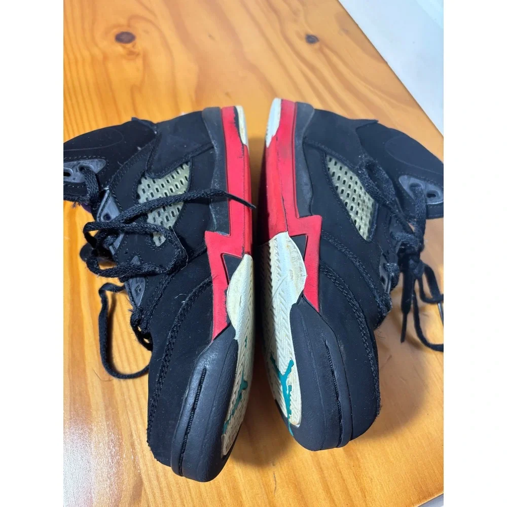 Kids Air Jordan 5 Retro Fire Red Metallic Grape Black‎ Shoes Sz 3Y